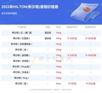 免税香烟价格一览表2023