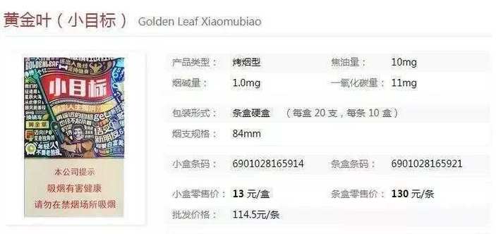 关于小目标香烟的价格分析